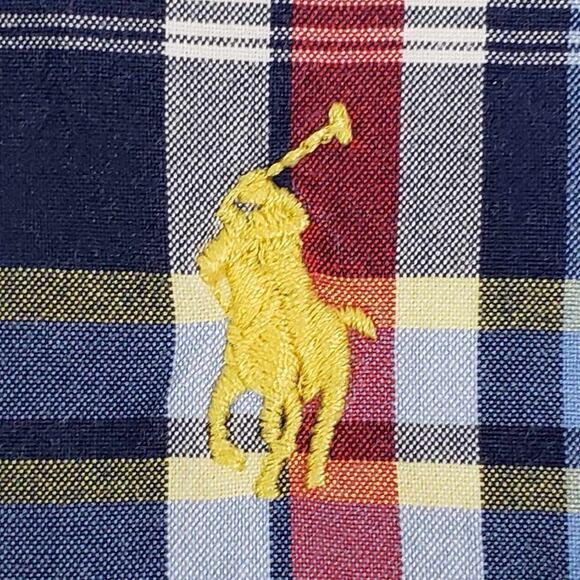 Polo Ralph Lauren Shirt Oxford Button Down LS Mens Size Large Red Blue Plaid - Picture 8 of 12